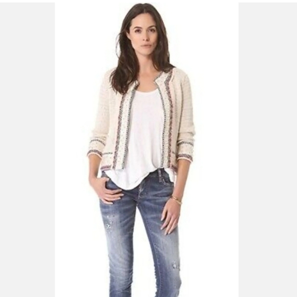 TORY BURCH Donovan Embellish Crochet Linen Jacket Sweater Cardigan. Medium. EUC - Picture 4 of 13